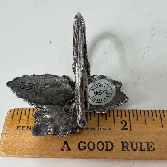 Vintage 95% Genuine Pewter Grape Vine Napkin Rings Set Of 2 Holiday Home Decor - Picture 10 of 12